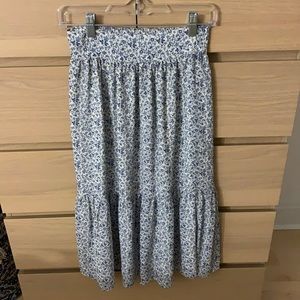 Madewell blue floral midi skirt